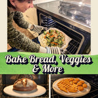 Round Pizza Stone for Oven 16 inch - Large Pizza Stone with Handles, Metal Pizza Peel, Pizza Cutter and Dough Tool - Baking Stone for Oven Bread - Thick Heavy Duty Cordierite Baking Stones