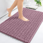 Arotive Luxury Chenille Bathroom Rug Mat, Extra Soft Thick Absorbent Shaggy Bath Rugs, Non-Slip Machine Wash Dry, Plush Bath Mats for Bathroom, Shower and Tub, 36x24, Deep Plum