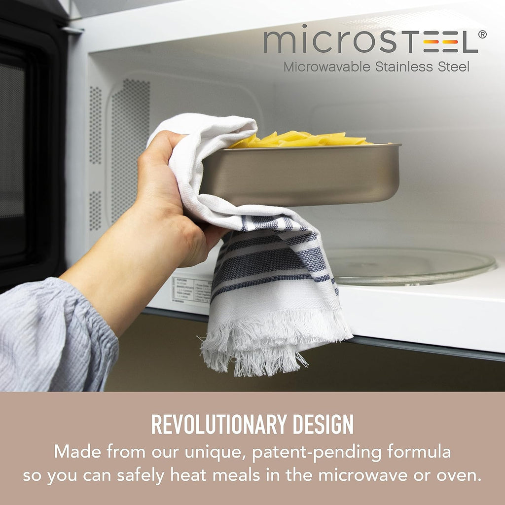 Bentgo MicroSteel Leak-Proof Lunch Box - Microwave-Safe, Oven-Safe, Bento-Style Container with Removable Divider, Airtight Lid, Sustainable Design, Odor & Stain Resistant (Gold)