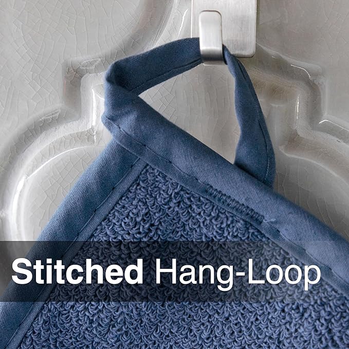 RITZ Terry Potholder & Hot Pad: Unparalleled Heat Resistant, Durable 100% Cotton – Ergonomically Designed for Optimal Grip – Easy-Care Machine Washable – 2-Pack, Federal Blue