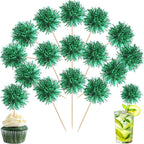 40 PCS Foil Firework Cupcake Toppers Green Sparkler Cupcake Picks Sparkle Tinsel Fireworks Decorations Cocktail Fruit Toothpick for Firework Theme Birthday Wedding Graduation Party Decoration Supplies