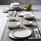 Gibson Elite Rhinebeck Double Bowl Dinnerware Set, Service for 4 (16pcs), White and Black