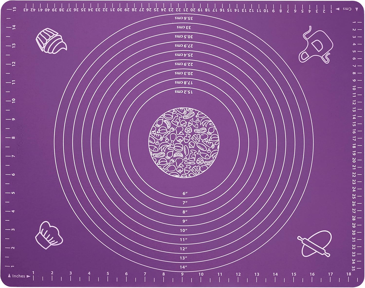 Silicone Baking Mat for Rolling Pastry Dough with Measurements, 19.7" x 15.7" BPA Free Non stick and Non Slip Purple Table Sheet Baking Supplies for Bake Pizza Cake