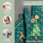Maison d' Hermine 100% Cotton Oven Mitt & Pot Holder Set (7.5"x13" & 8"x8") Heat Resistant BBQ Cooking Gloves with Loop, Baking, Grilling, Kitchen, Handling Hot Pans (Hygge Christmas)