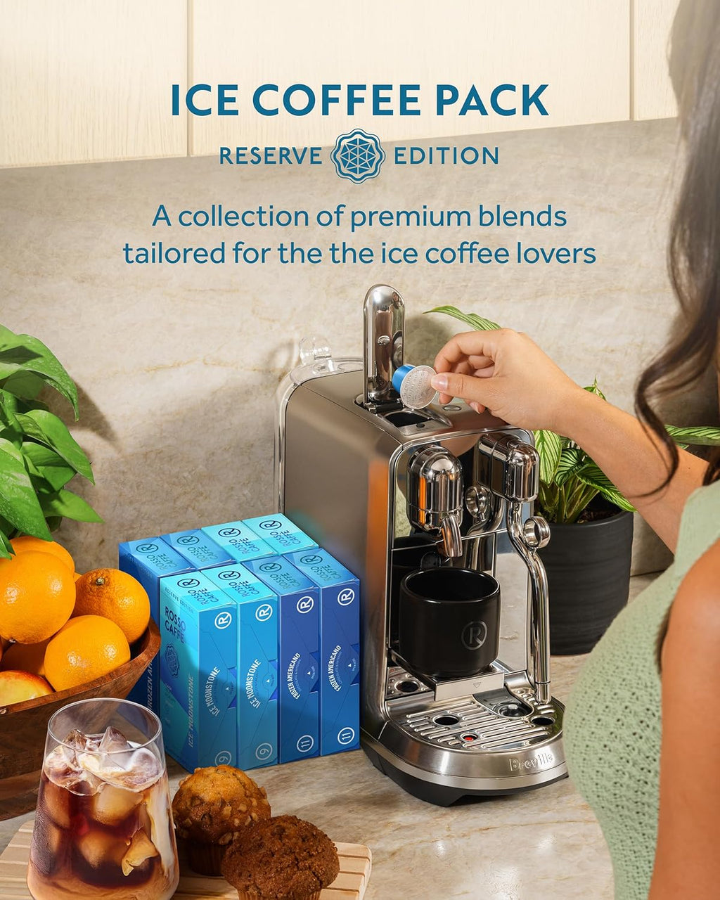 ROSSO CAFFÈ Espresso Coffee Pods for Nespresso Original Machines - 80 Capsules Ice Pack, 2 Rich and Smooth Flavors, Perfect for Iced Summer Coffee - Made in Italy