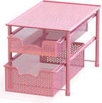 Simple Houseware Stackable 2 Tier Sliding Basket Organizer Drawer, Pink