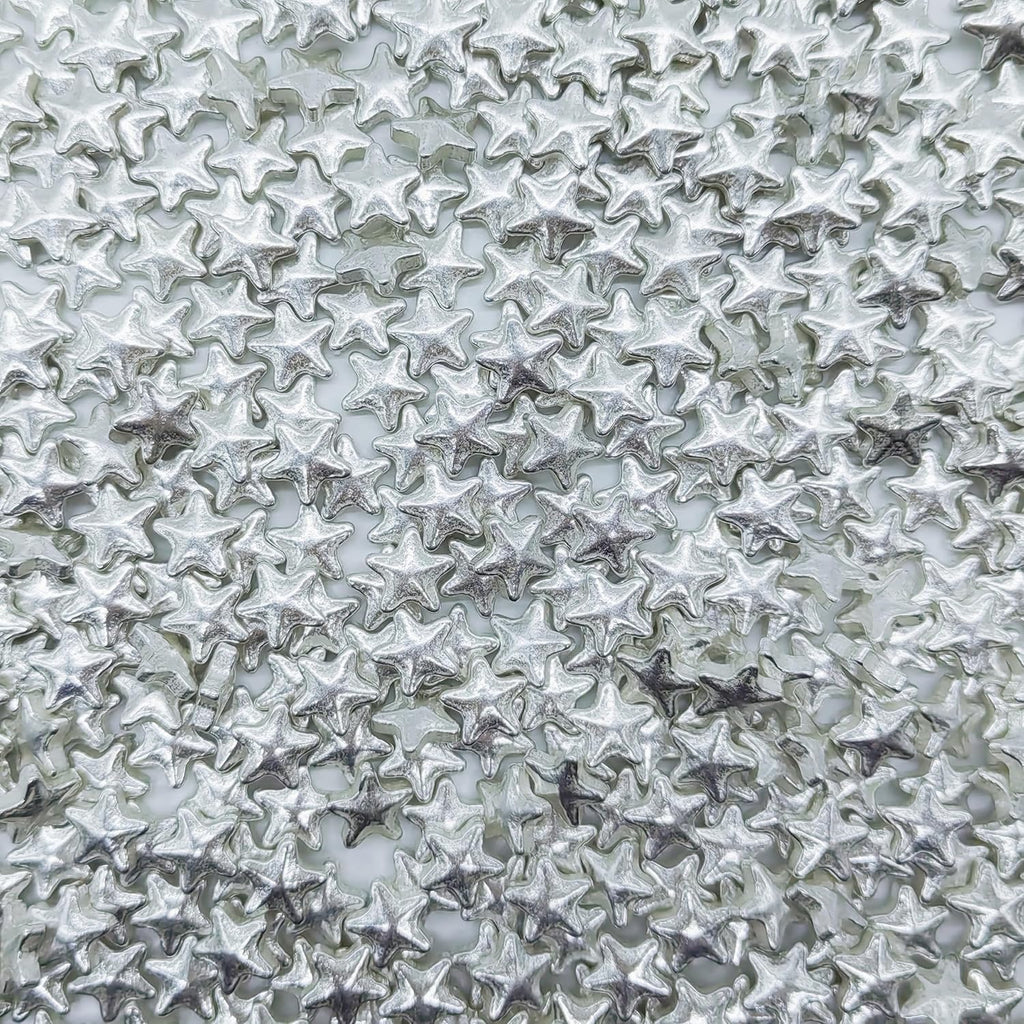 10mm Silver Stars Sprinkles Edible Stars Cake Decorating Stars Cake Decorations Cupcake Toppers Cookie Decorating Perfect for Cakes,Cupcakes,Desserts Toppings 3OZ