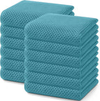 Homaxy 100% Cotton Waffle Weave Kitchen Dish Towels, Ultra Soft Absorbent Quick Drying Cleaning Towel, 13 x 28 Inches, 12-Pack,Lake Blue