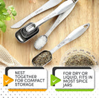 Spring Chef Stainless Steel Measuring Spoons Set of 8 with Leveler, Metal Teaspoon & Tablespoon Measuring Spoons for Dry & Liquid Ingredients, Fits in Spice Jars - Kitchen Gadgets For Baking & Cooking
