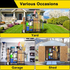 GIOTORENT 6 Tier Garden Tool Organizer, Garage Storage and Organization, Metal Yard Tools Storage Rack, Heavy Duty Garden Tool Organizer for Garage, Yard, Patio, Shed, Indoors and Outdoors, Black