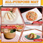 15.7x23.4 Pizza Mats for Rolling Dough - Stain-Proof Large Silicone Baking Mat with Measurements, Non-Stick Baking Rolling Mat - Heat Resistant Kneading Dough Sheet for Bread, Pizza, Pasta & Pie