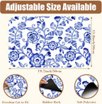 Dish Drying Mat Watercolor Blue Flowers Coffee Bar Mat for Countertop Absorbent Rubber Backed Hide Stain Dish Drainer Rack Pad Coffee Maker Espresso Machine Dining Room Decor 11.8 x 19.7 Inch