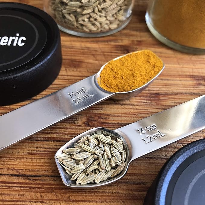 AllSpice Stainless Steel Double Sided Measuring Spoon- 1/2 Teaspoon and 1/4 Teaspoon