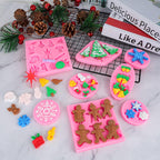 Christmas Silicone Molds Snowflake Molds Mini Xmas Fondant Chocolate Candy Cake Molds Christmas Snowman Tree Snowflake Holly Leaves Santa Claus Baking Molds for Xmas New Year Party Cake Decor