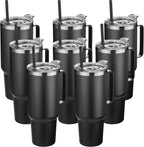 HASLE OUTFITTERS 40 oz Stainless Steel Tumbler with Handle, Vacuum Insulated Tumblers Bulk, Reusable Double Wall Travel Coffee Mug, Durable Powder Coated Water Bottles(Black, 8)