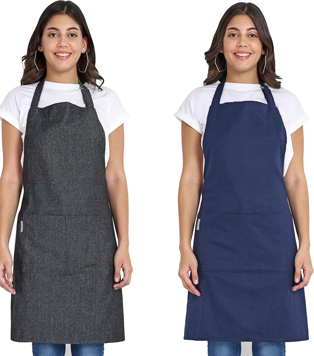 Chef Apron, Recycled Cotton Kitchen Apron with an Adjustable Neck with Long Ties, for cooking, baking