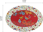 Bico Red Spring Bird Ceramic 16 inch Oval Platter, Microwave & Dishwasher Safe