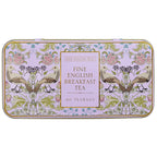 New English Teas Song Thrush and Berries Tea Tin in Pink with 40 English Breakfast Teabags