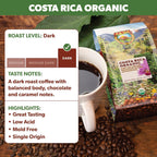 Low Acid Organic Coffee – Whole Bean, Mold-Free & Stomach Friendly by Java Planet, Costa Rican Single Origin Coffee, Dark Roast, Smooth Full Flavored, 5LB Bag