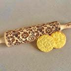 FLOWER MIX Embossing Rolling Pin with Flowers Pattern. Dough and Clay Roller for Embossed Cookies and Pottery. Cookie and Ceramic Stamp. Backing Gifts for Women by Algis Crafts
