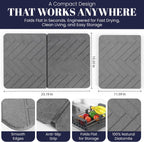 Large Folding Stone Dish Drying Mat for Kitchen Counter – Super Absorbent Diatomite Pad for Dishes, Cups & Bottles – Quick Dry, Space-Saving, Multi-Use Kitchen, Bath & Pet Mat – 23”×15.3”