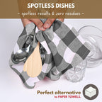 Native Fab 6-Pack Kitchen Towel with Hanging Loop 16x26 inches, Cotton Buffalo Check Kitchen Towels for Cleaning Drying, Washcloths Soft & Absorbent Cloth Rags, Bar Towel, Dish Cloth, Grey