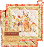 Maison d' Hermine Pot Holders Set 100% Cotton Heat Resistant Potholders 8" x 8" Hot Pads with Loop BBQ, Cooking, Baking, Grilling, Kitchen, Handling Hot Pans (Pack of 2, Pumpkin Passion)