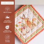 Maison d' Hermine Pot Holders Set 100% Cotton Heat Resistant Potholders 8" x 8" Hot Pads with Loop BBQ, Cooking, Baking, Grilling, Kitchen, Handling Hot Pans (Pack of 2, Pumpkin Passion)