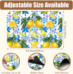 Lemon Fruit and Purple Flower Coffee Mat Absorbent Dish Drying Mat for Kitchen Counter Hide Stain Rubber Backed Coffee Bar Accessories Fit Under Espresso Machine Dish Drainer, 15.7 x 23.6 Inch