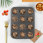 Muffin Cupcake Pan - Nonstick 12-Cup Tin for Baking Cheesecake, Toast Oven Supplies, Non-Stick Tray