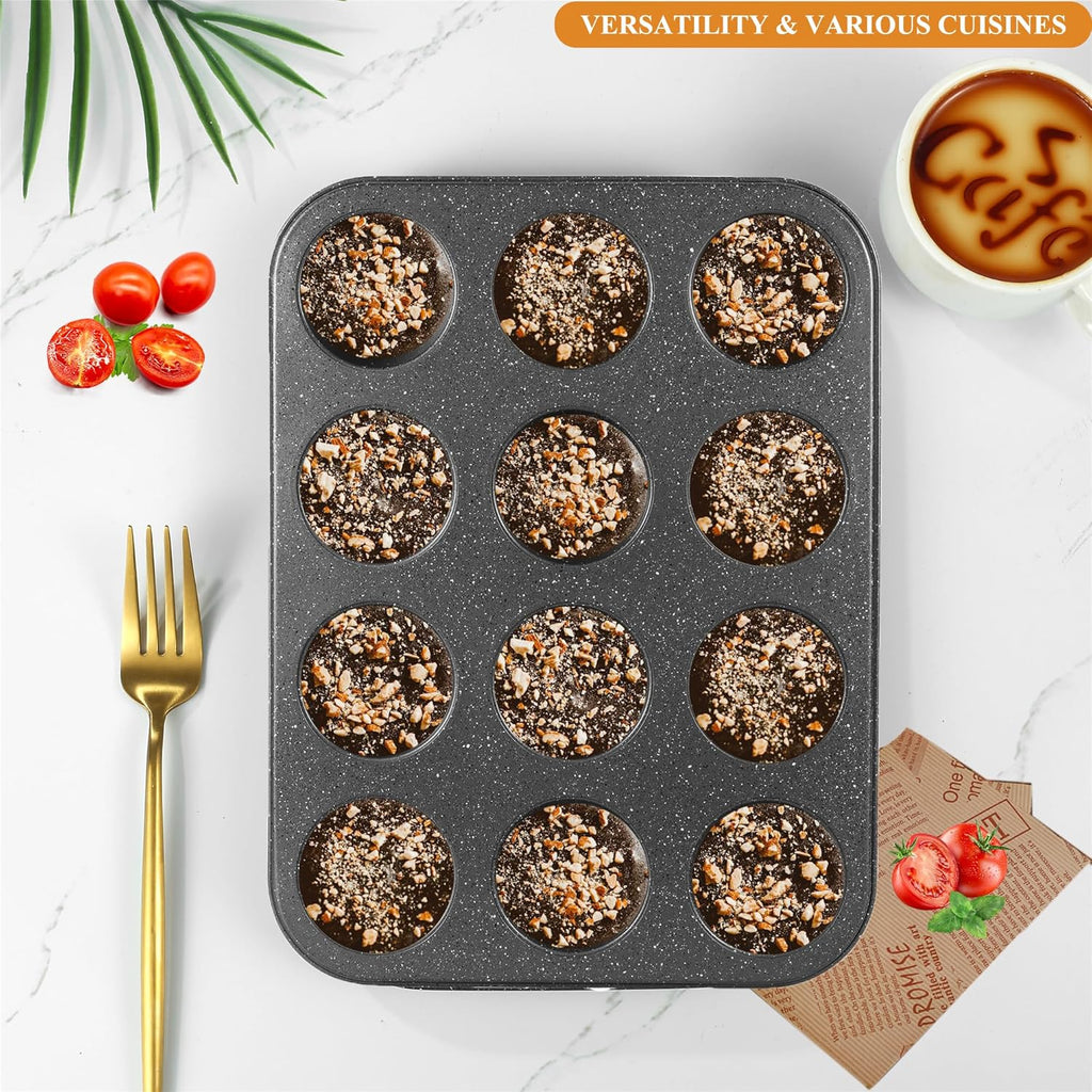 Muffin Cupcake Pan, Nonstick 12 Cupcake Tray, Cheesecake Pan for Baking