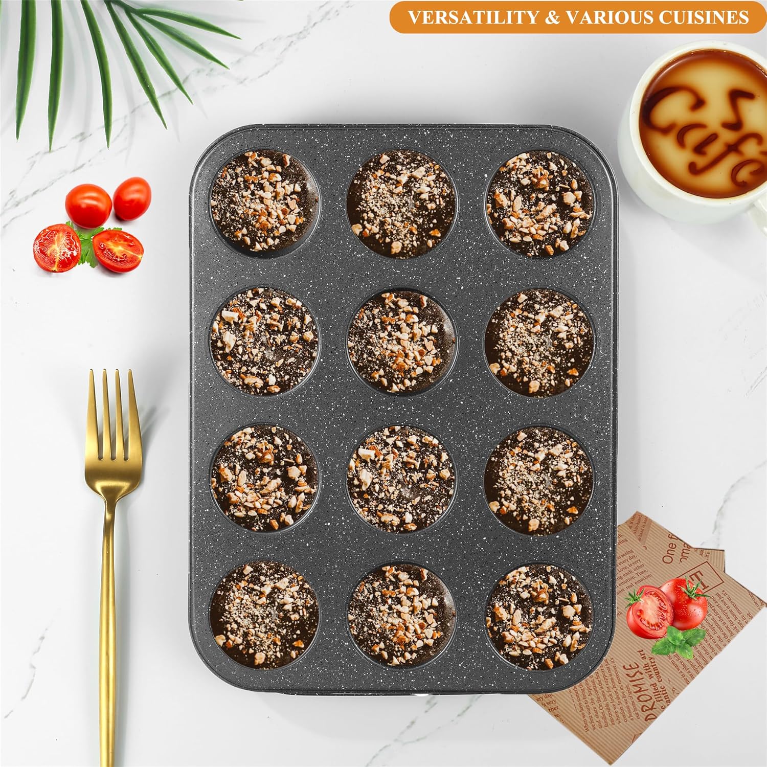 Muffin Cupcake Pan, Nonstick 12 Cupcake Tray, Cheesecake Pan for Baking