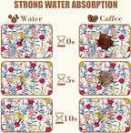 Botanical Dish Drying Mat Spring Flowers Coffee Bar Mat for Countertop Absorbent Rubber Backed Hide Stain Dish Drainer Rack Pad Espresso Machine Cafe Table Dining Room Decor 11.8 x 19.7 Inch