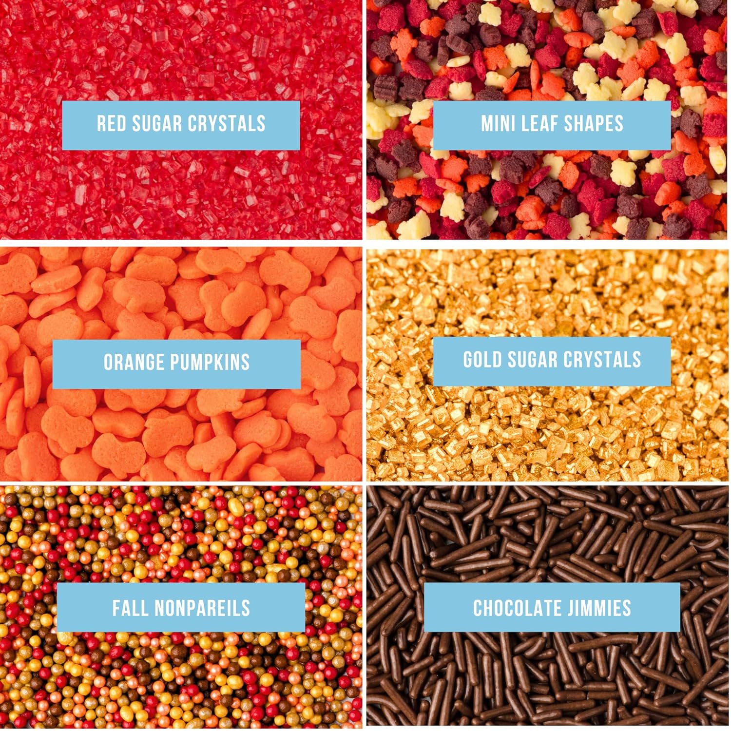 Sweets Indeed Sprinklefetti Fall 6-Cell Sprinkle Jar – 6 Assorted Fall Sprinkles (Pumpkins, Leaves, Sugar Crystals, Nonpareils, Jimmies) | Cupcake & Cake Decorations | 6.45 oz