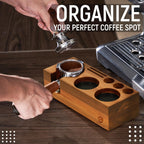 Espresso Tamping Station, Acacia Wood Tamper Station, 54-58 MM Coffee Tamper Holder, Espresso Machine Accessories