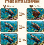 Sea Turtle Coffee Mat Absorbent Dish Drying Mat for Kitchen Counter Hide Stain Rubber Backed Coffee Bar Accessories Fit Under Espresso Machine Dish Rack, 15.7 x 23.6 Inch
