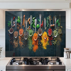 DAIFURONGE Spice Tempered Glass Backsplash For Kitchen Behind Stove,Stove Back Top Cover,Easy to Clean Glass Splashback, Sink Cover Splash Guard,Home Kitchen Wall Decor (35.43"x27.56"(90x70cm))