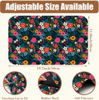 Dish Drying Mat Colorful Flowers and Leaves Coffee Bar Mat for Countertop Absorbent Hide Stain Rubber Backed Dish Drainer Rack Pad Espresso Machine Table Accessories Dining Room Decor 11.8 x 19.7 Inch