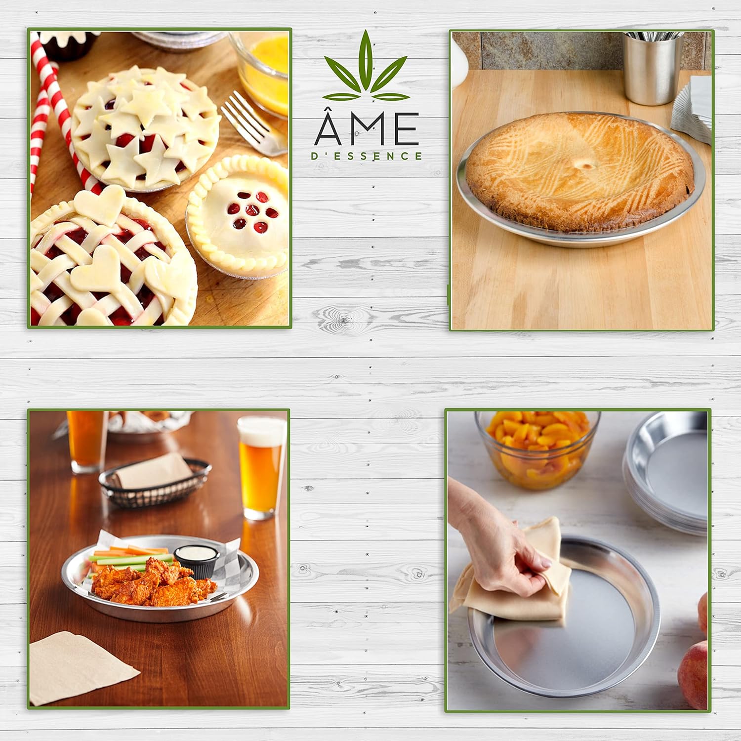 AME D'ESSENCE (1PC-12) Aluminum Pie Pan Commercial Grade Round Pie Plate Size 12" x 1mm Thick
