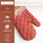 Maison d' Hermine Oven Gloves 100% Cotton Oven Mitt 7" x 13" with Loop Heat Resistant, BBQ, Cooking Gloves, Baking, Grilling, Kitchen, Handling Hot Pans (Pack of 1, Sofia)