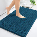 Arotive Luxury Chenille Bathroom Rug Mat, Extra Soft Thick Absorbent Shaggy Bath Rugs, Non-Slip Machine Wash Dry, Plush Bath Mats for Bathroom, Shower and Tub, 36x24, Peacock Blue