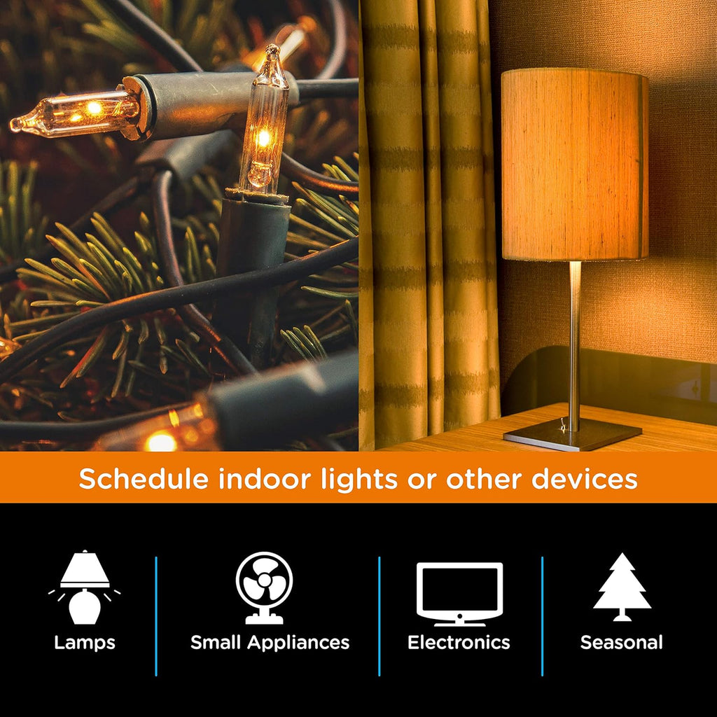 myTouchSmart Simple Set 7-Day Digital Timer, 1 Grounded Outlet Timer, Sunrise-Sunset Indoor Timer Outlet, Programmable ON/OFF Plug Timer, 125V Light Timer, Lamp Timer, Seasonal Lights, White, 33860