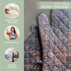 Maison d' Hermine 100% Cotton Oven Mitt & Pot Holder Set (7.5"x13" & 8"x8") Heat Resistant BBQ Cooking Gloves with Loop, Baking, Grilling, Kitchen, Handling Hot Pans (Imperfection)