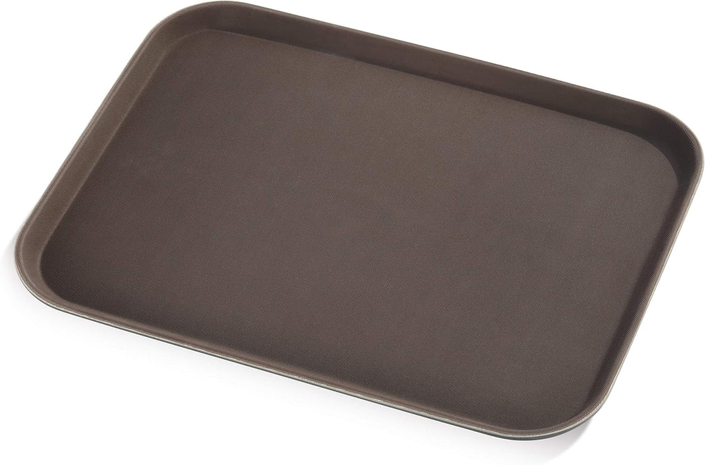 New Star Foodservice Restaurant Grade Non-Slip Tray, Plastic, Rubber Lined, Rectangular (Brown, 15-Inch x 20-Inch)