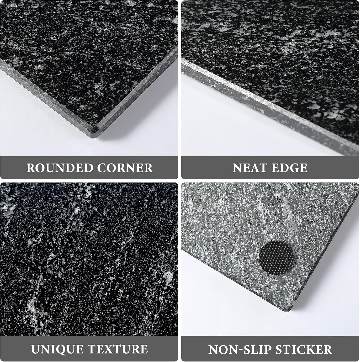 Koville Natural Black Marble Cutting Board for Kitchen Counter, 12" x 8" Real Stone Slab Marble Cheese Board for Home Decor, Granite Pastry Boards Granite Cutting Boards Bathroom Tray Candle Plate