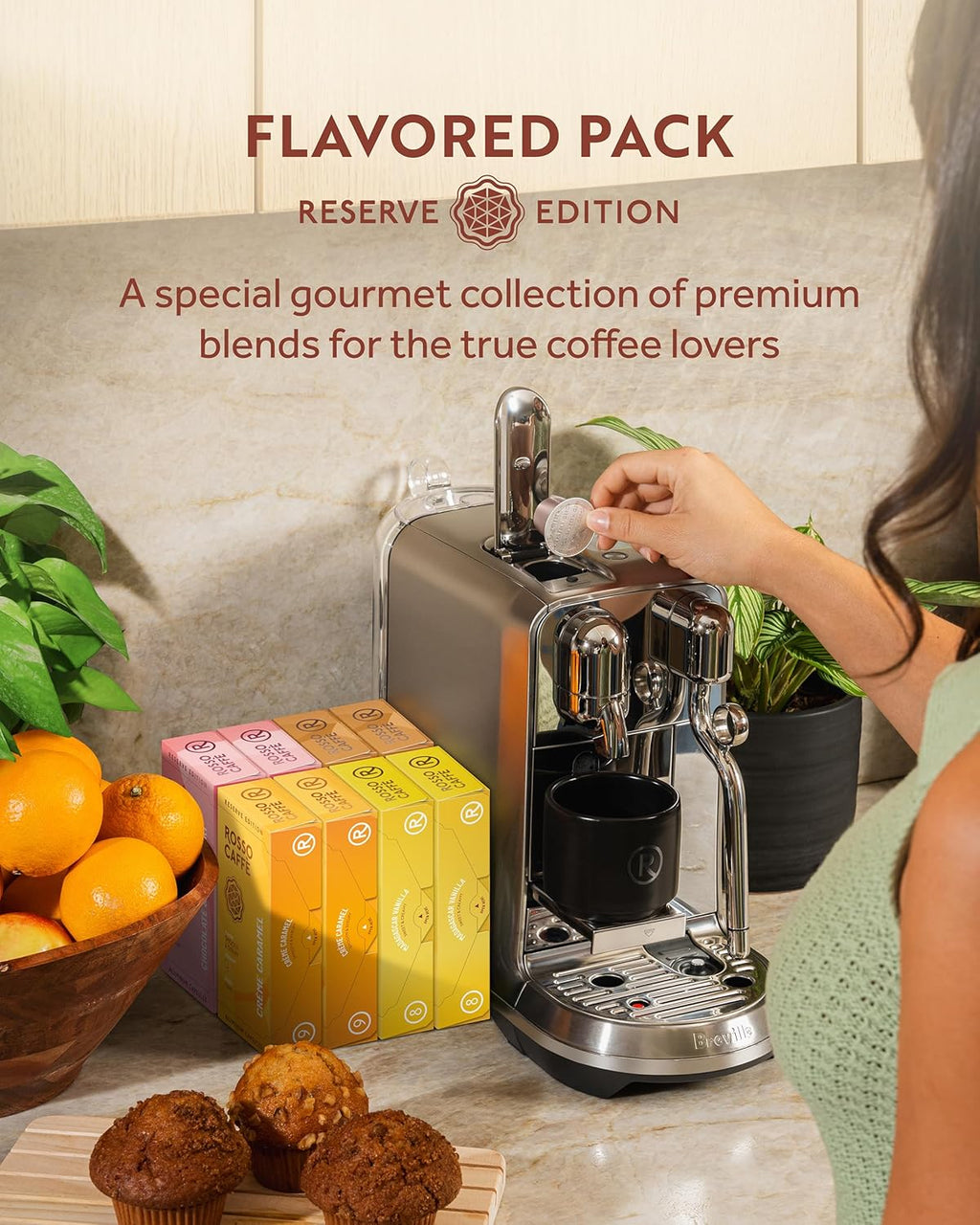 ROSSO CAFFÈ Espresso Coffee Pods for Nespresso Original Machines - 80 Capsules Flavored Pack, 4 Rich and Balanced Flavors (Chocolate, Vanilla, Crème Caramel, Hazelnut) - Made in Italy