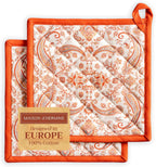 Maison d' Hermine Pot Holders Set 100% Cotton Heat Resistant Potholders 8" x 8" Hot Pads with Loop BBQ, Cooking, Baking, Grilling, Kitchen, Handling Hot Pans (Pack of 2, Cachemire)