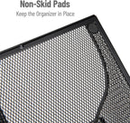 Mind Reader Countertop Organizer, 3-Tier Desktop Storage Rack, Office Breakroom Supply Caddy, Metal Mesh, Black