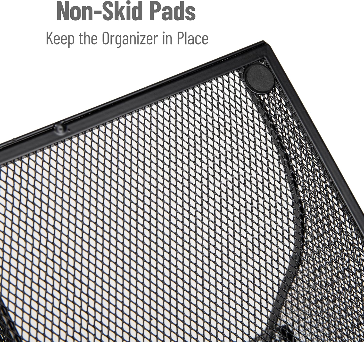 Mind Reader Countertop Organizer, 3-Tier Desktop Storage Rack, Office Breakroom Supply Caddy, Metal Mesh, Black