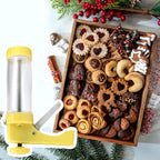 Cookie Press Gun Kit – Cookie Spritzer Set with 16 Discs and 6 Piping Tips for Baking, Cake Icing Nozzle, Deviled Egg Filler, Donut Decorating, Stainless Steel Food Syringe, Extruder, Injector